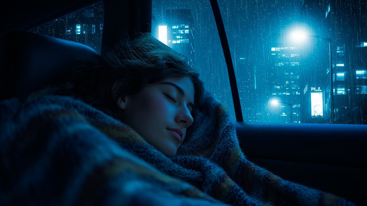 Heavy Rain on Car Roof for Sleeping 🌧️ Cozy Night City Ambience, No Music, Deep Sleep