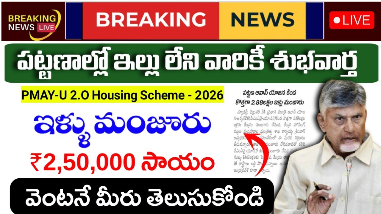 పట్టణాలలో ఇల్లు లేని వారికి శుభవార్త | కేంద్రం నుంచి ఇల్లు మంజూరు | PMAYU-2.O Scheme 2026|ap housing