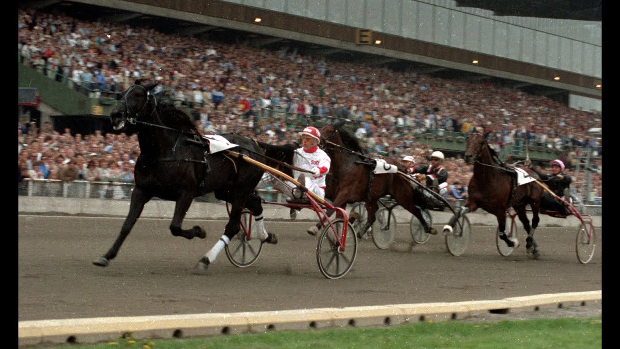 The Onion  & Stig H Johansson vinner Elitloppet på Solvalla 1984. Segertid 1.12,2a/1 609 meter.