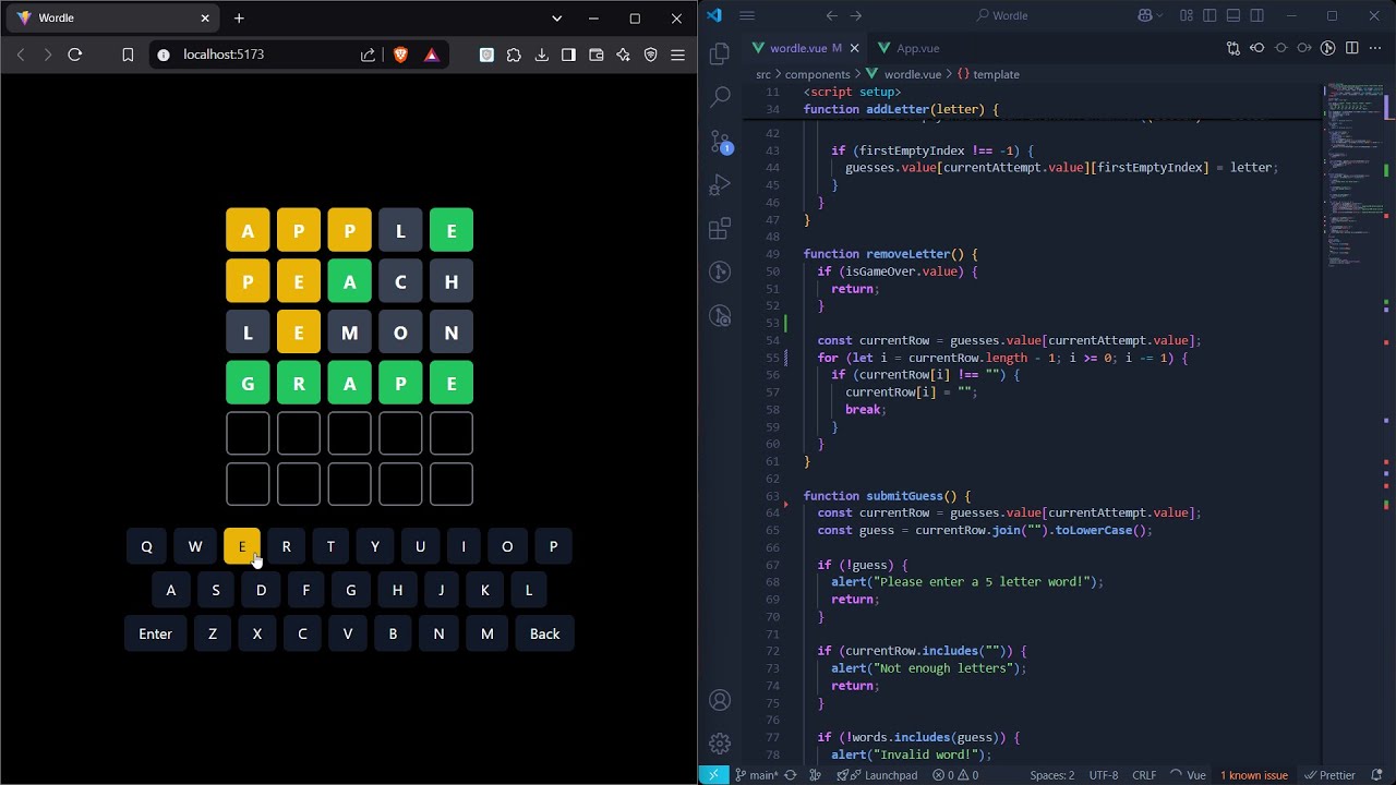 ASMR Programming - Wordle Game in Vue & Tailwind - Silent Coding