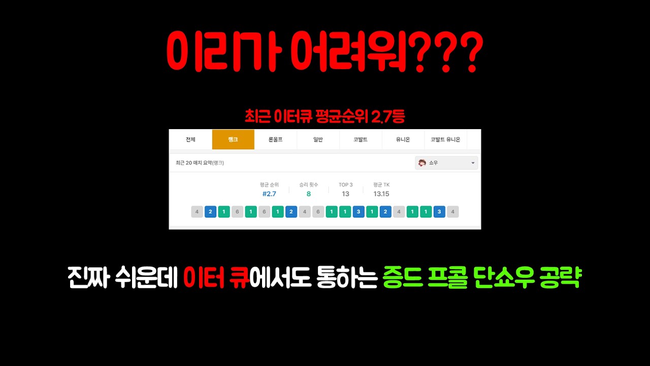 솔랭이 너무 어렵다고? 현재 점수 복사기이자 명명백백한 체급의 왕 