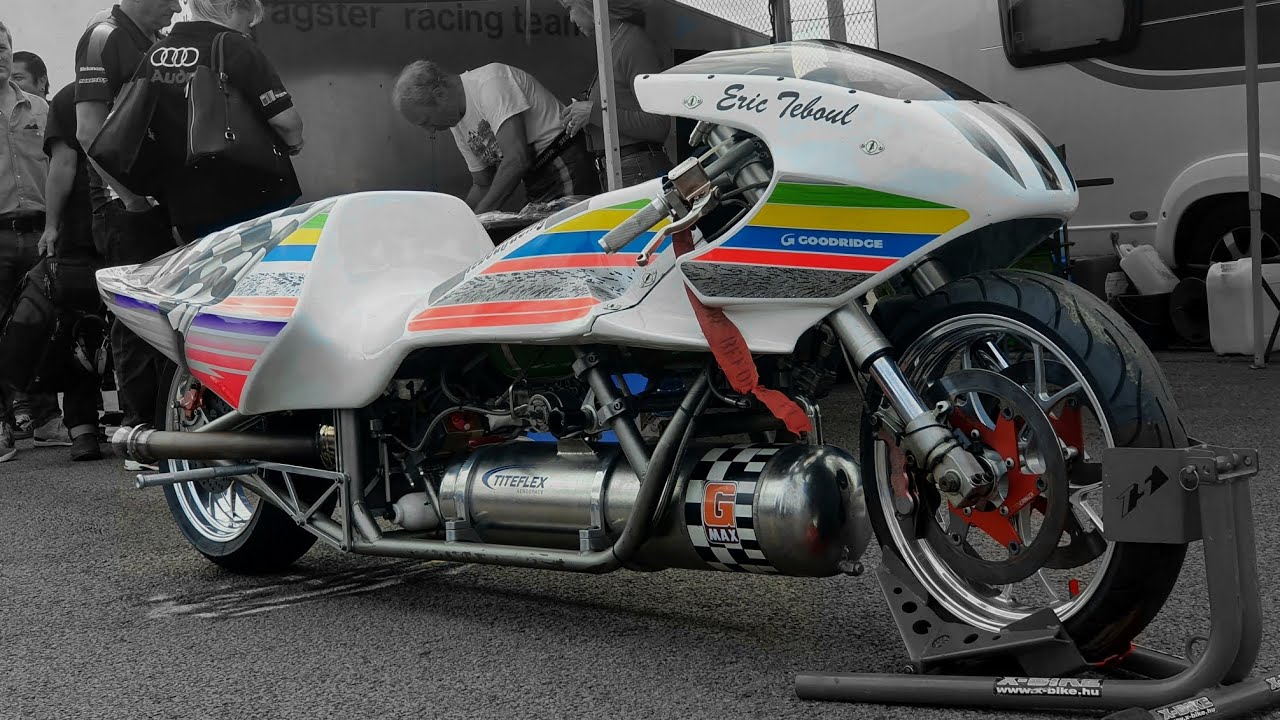 Eric Teboul's last and world Record Pass!  4.97 at 290mph Rocket Bike Santa Pod 2022