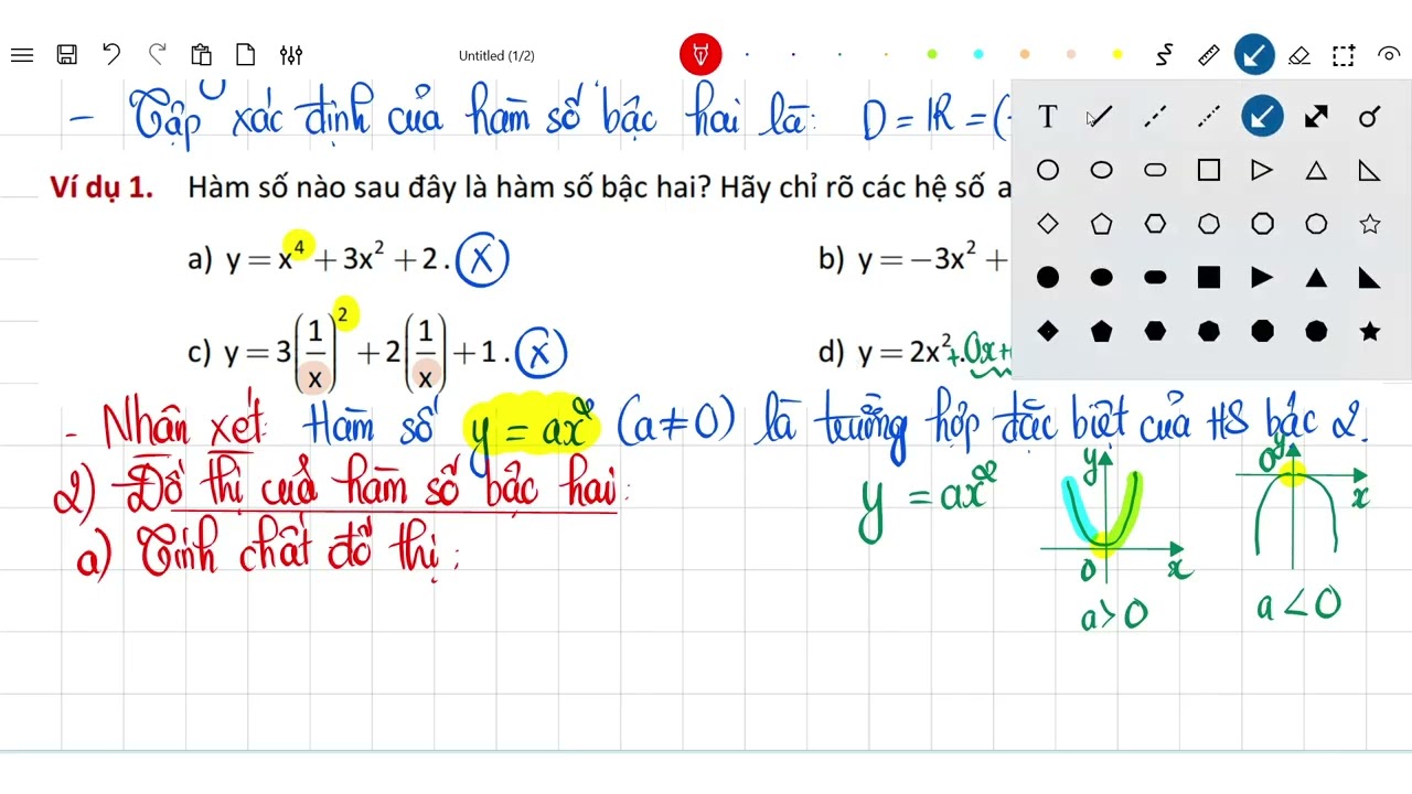 T10 - Dạng 1. Xác định các tính chất cơ bản của hàm số bậc 2
