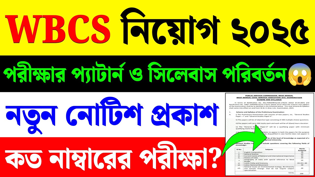 WBCS New Exam Pattern & Syllabus 2025|WBCS New Vacancy 2025|