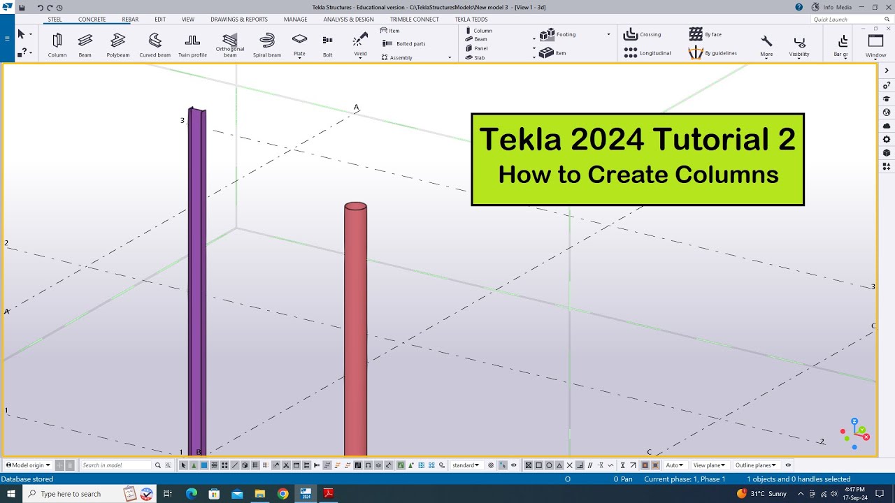 Tekla 2024 Tutorial 2 | How to Create Columns in Tekla Structures 2024
