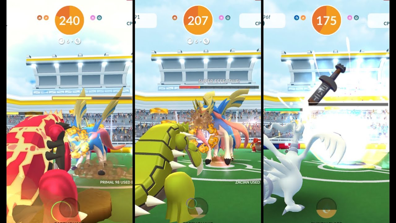 Crowned Sword Zacian Raid in Pokémon GO with 6 Trainers - Ground and Fire Counters - Speed 2:00s