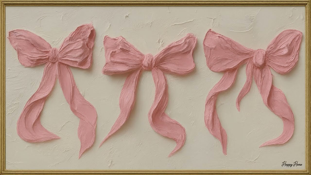 Pink Bows Coquette Frame TV Art (No Sound) • Aesthetic Girly TV Wallpaper for Living or Girls Room