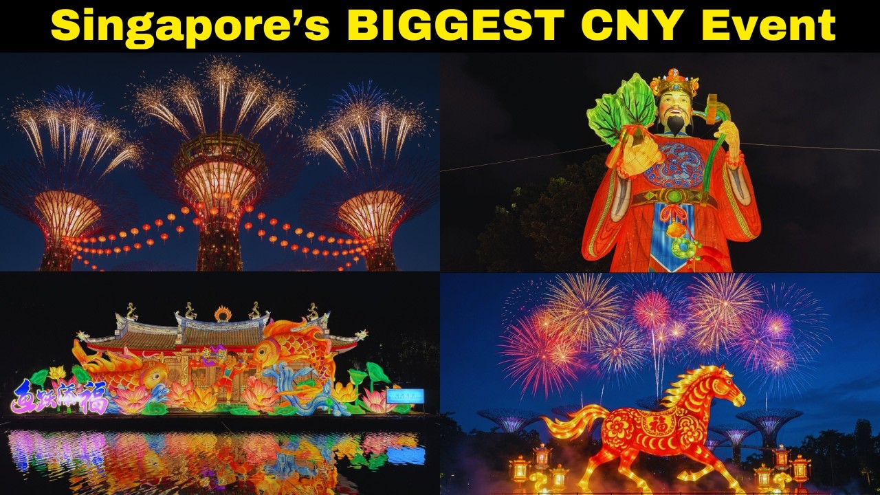 Фестиваль River Hongbao 2026, Сингапур 🇸🇬 | Фейерверки, фонари и ночной фестиваль в Gardens by th...