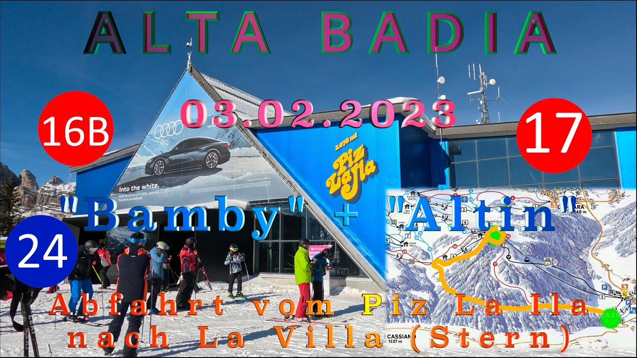 ALTA BADIA 03.02.2023: PIZ LA ILA - Abfahrt nach La Villa über die blaue 24 in voller Länge (uncut)