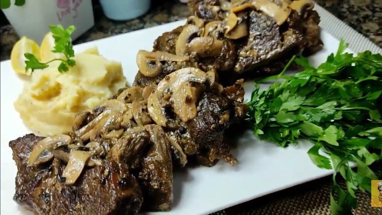 طريقة عمل شرائح الأستيك (الأنتركوت) بصوص المشروم How to make entrecote steaks with mushroom sauce