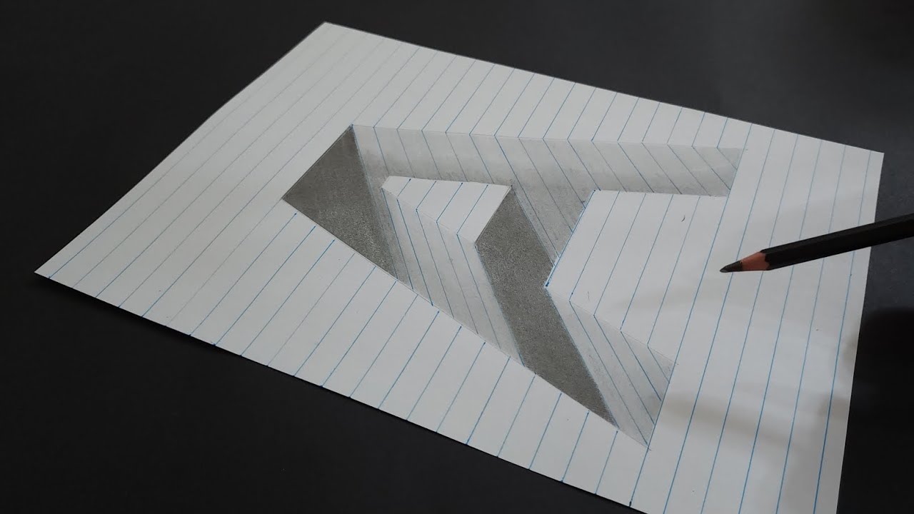 Drawing A Hole line paper 3D letter #3dpainting #easydrawing