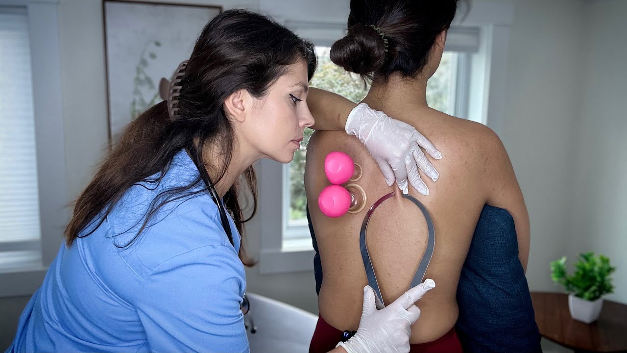 ASMR Real Person Back Exam, Skin Check ASMR Back Measuring, Chiropractic Adjustment Massage