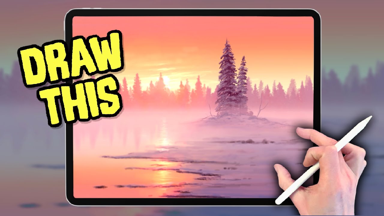 Snow LANDSCAPE DRAWING Tutorial in PROCREATE