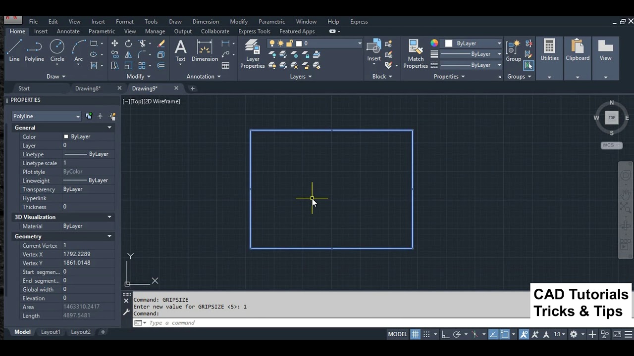 GRIPSIZE AutoCAD,Grip settings Autocad,Grip Editing Autocad,Grip size change Autocad, Grip selection