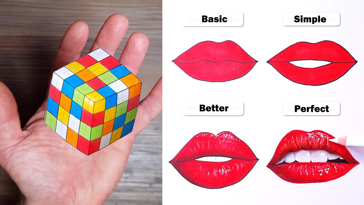 How to Draw - Easy 3D Lips & Illusion Art