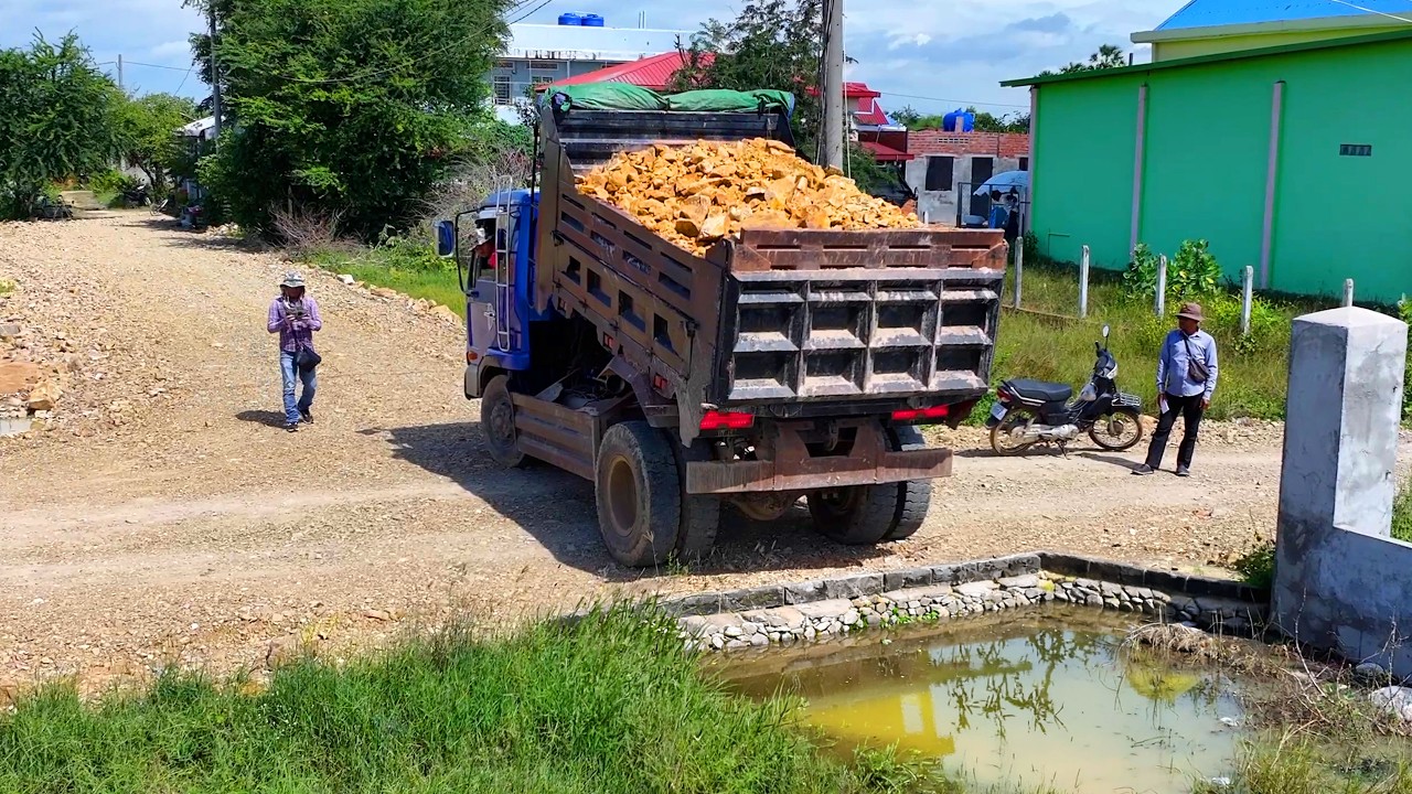 O.M.G ! Excited Start Mega Delete Full Landfill Half Lake ​Erase Process with bulldozer & Trucks