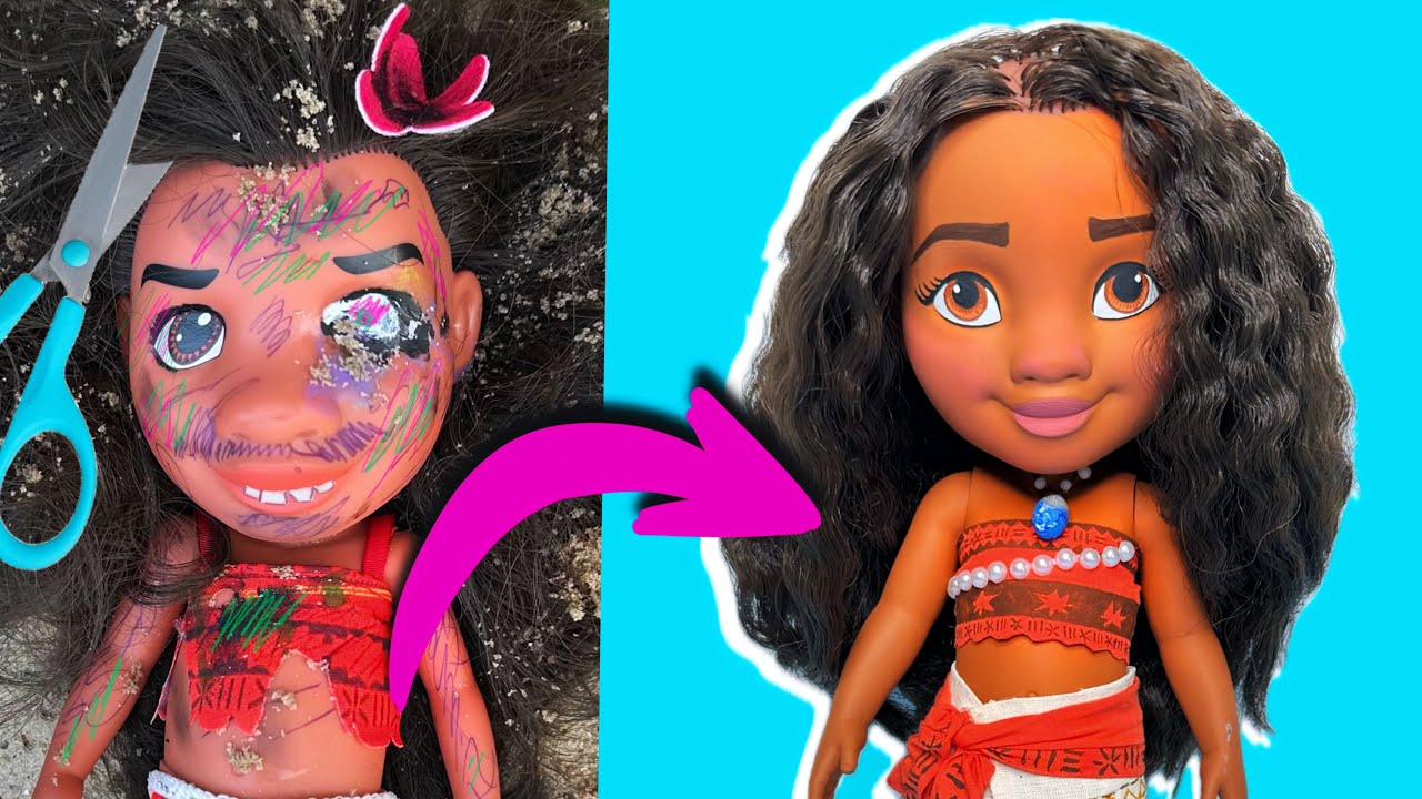 TRANSFORMEI BONECA DESTRUÍDA na MOANA! Paula Stephania