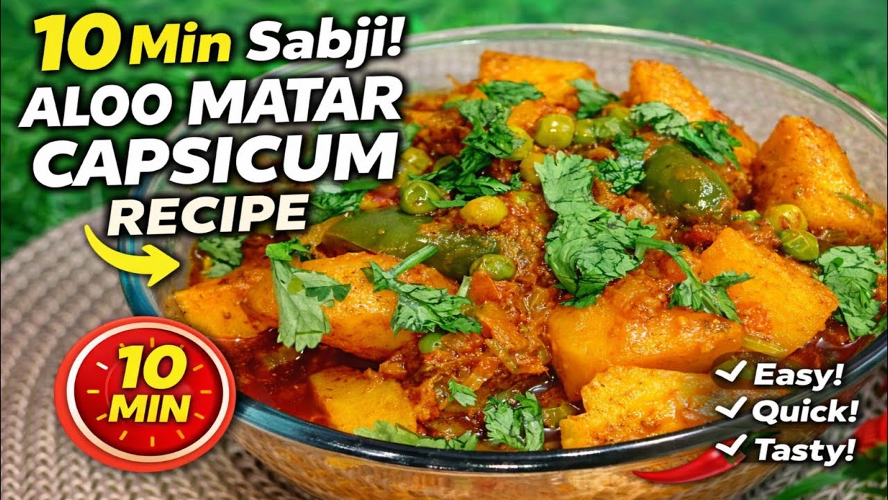 हलवाई जैसी आलू मटर शिमला मिर्च बनाने का आसान तरीका | Mix Veg Sabji Recipe | Indian Food 