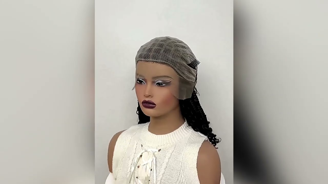 Knotless Box Braided Wigs with Curly Ends Synthetic Full Lace Braided Lace Wigs Short Boh