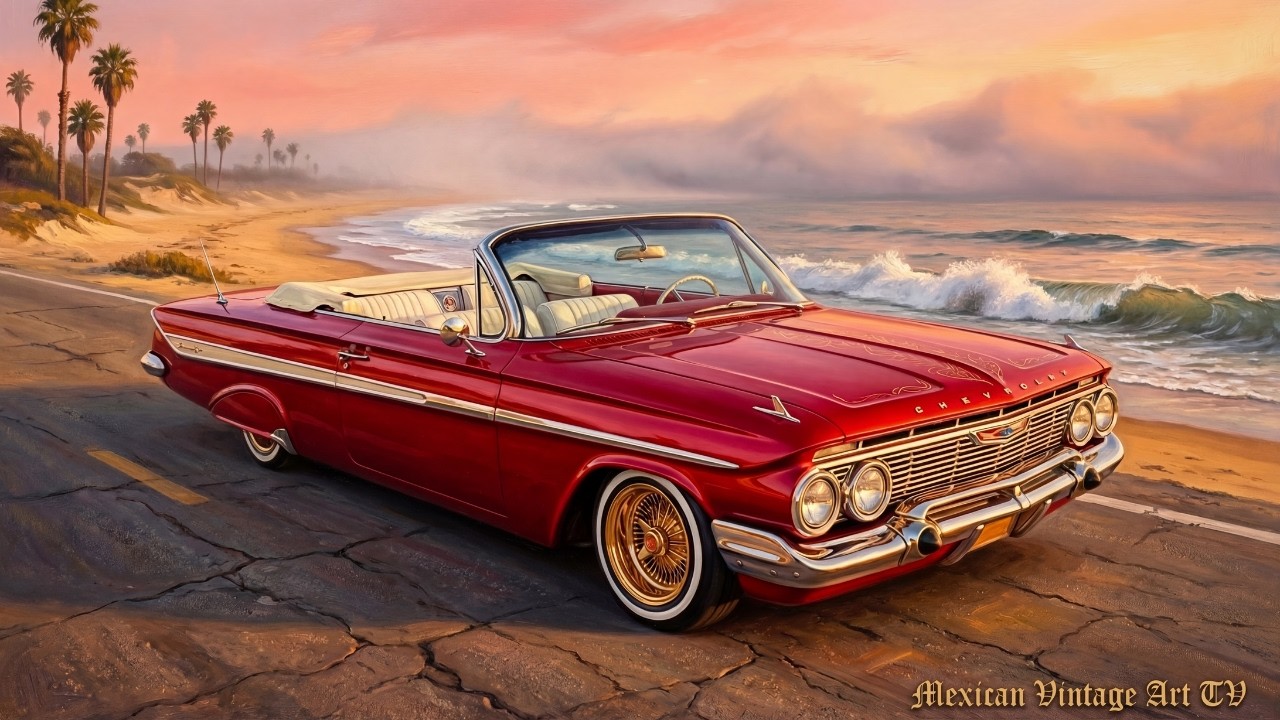 Lowriders Chicanos ❤️‍🔥 Impala Hydraulics Beach '61 + 1HR Oldies Lo-Fi | Mexican Vintage Art TV