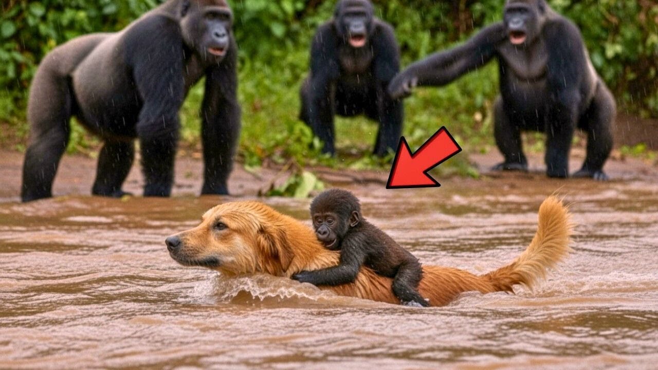 Dog rescues the Drowning baby Gorilla , what the Silverback Troop did Next will shocked You