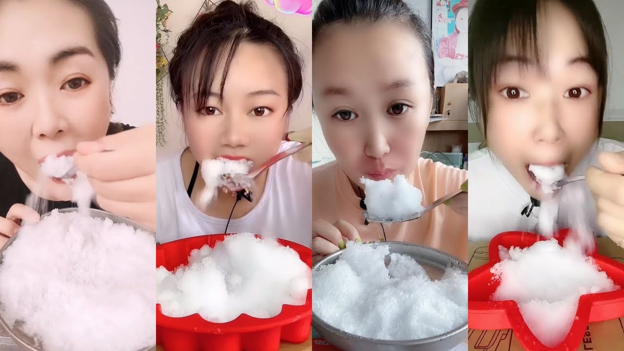 ASMR SOFT POWDERY SPOONFUL FREEZER FROST ICE EATING ASMR ❄️WHITE ICE ASMR 먹방 ASMR 얼음먹방 ASMR 氷
