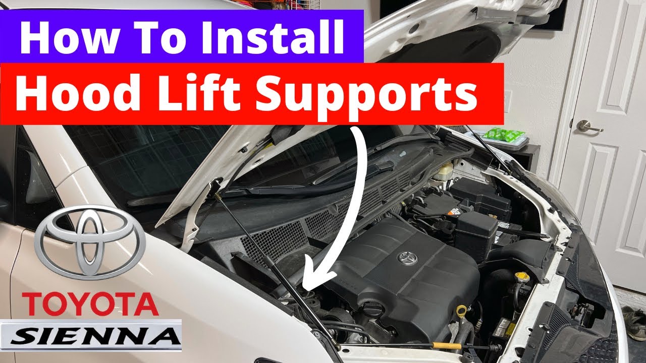 Как установить амортизаторы для подъема капота на Toyota Sienna 2011-2020
