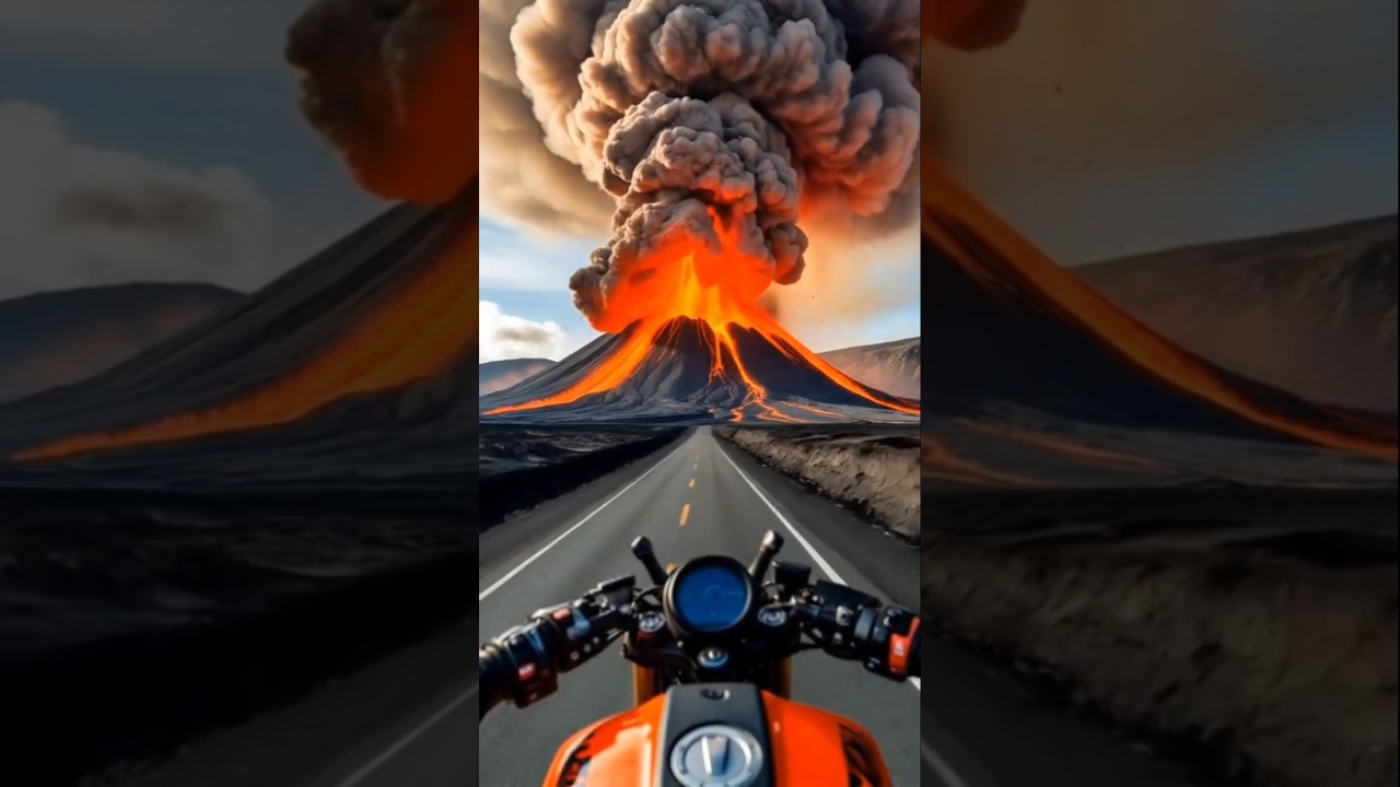 Moto in volcano eruption #shorts #motoshorts #POVshorts #volcano #extremeride #shortsfeed #povmoto