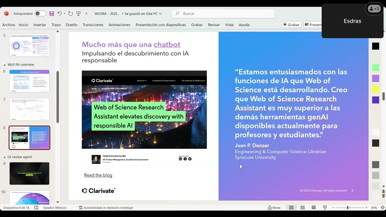 Conoce el asistente de Investigación basado en Inteligencia Artificial a través de Web of Science