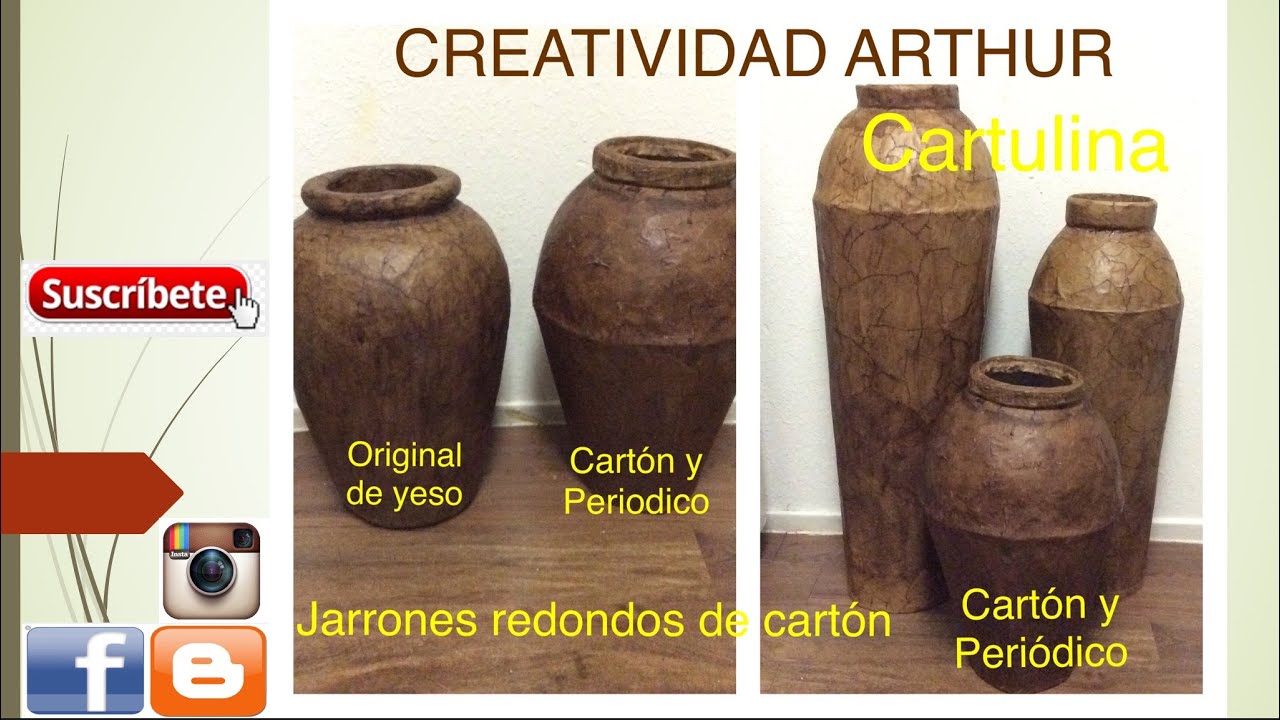 jarrones redondos de cartón ,si de cartón y periódico