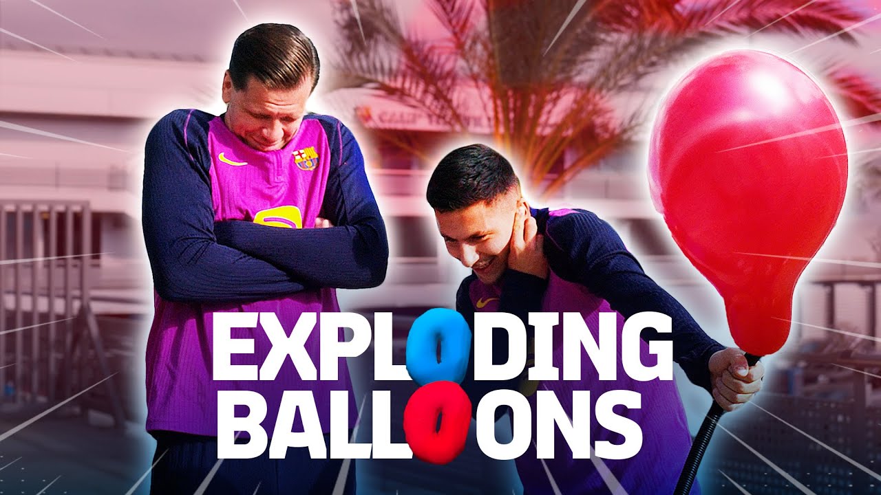 🎈💥💥🎈 BOOM! EXPLODING BALLOONS CHALLENGE WITH SZCZESNY & ROONY BARDGHJI | FC Barcelona 🔵🔴