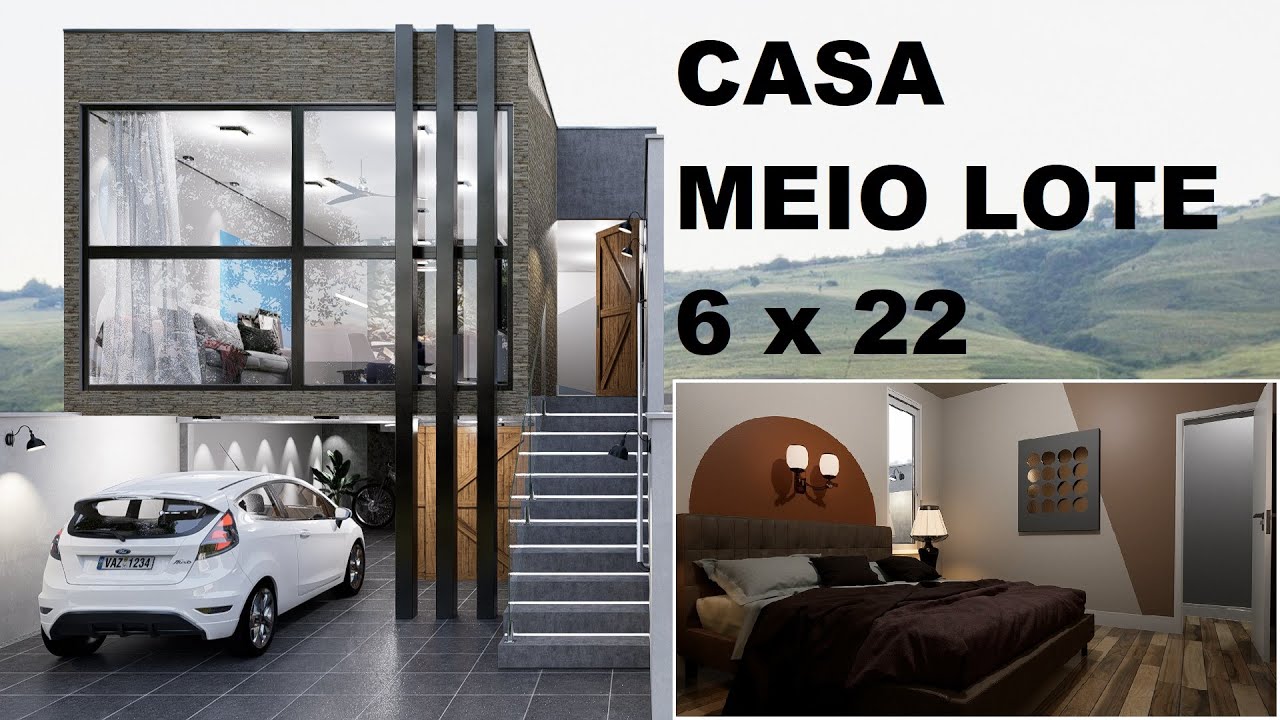 CASA GEMINADA DE 6 x 22 METROS, EM MEIO LOTE