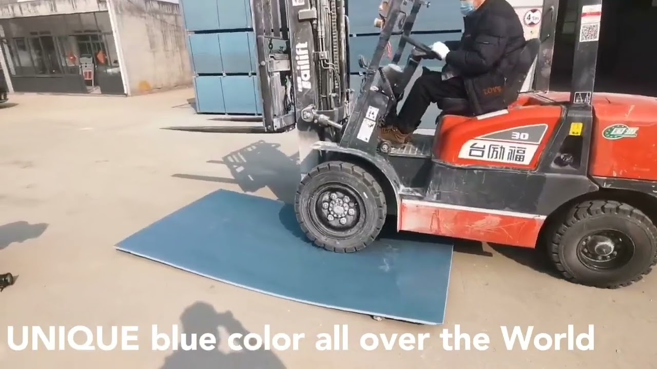 Forklift test on UNIQUE blue PVC PLASTIC SHUTTERING PLYwoods formply construction slab FORMWORK