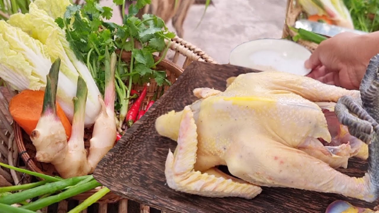 វិធីធ្វើមាន់ចំហុយខ្ញី-  How to make ginger steamed chicken