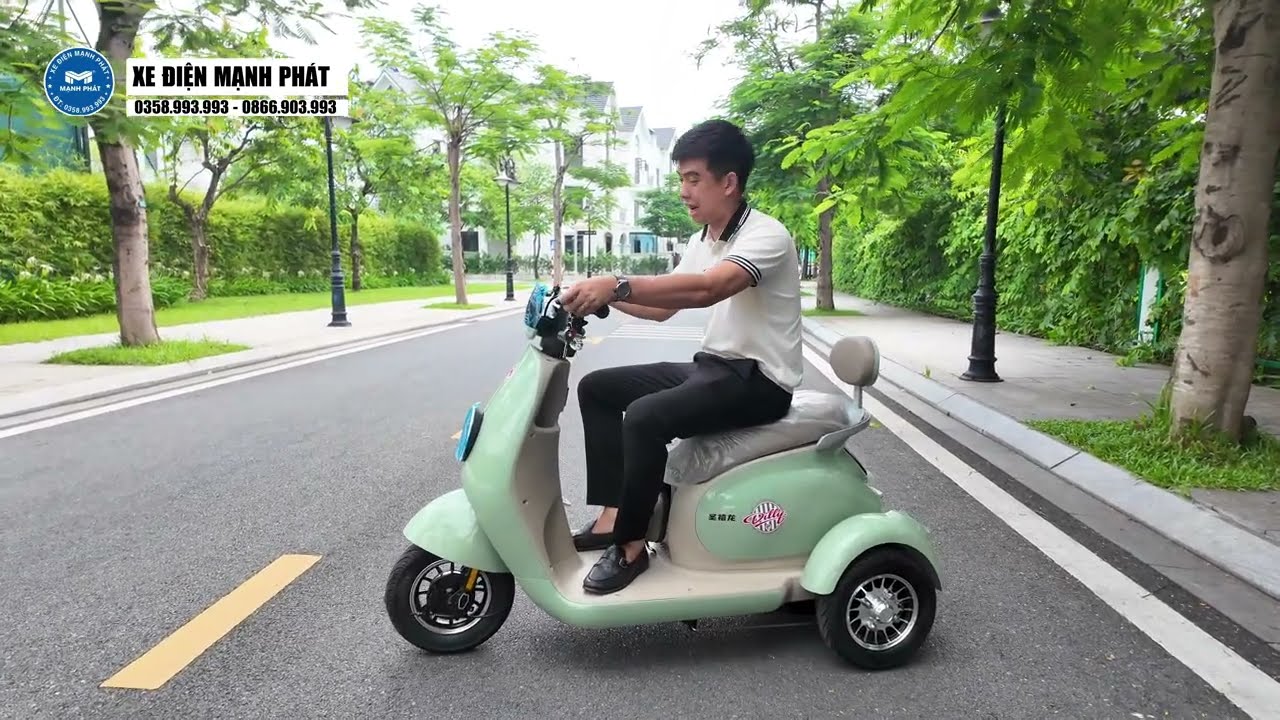 Xe điện 3 bánh SXLONG DILLY đẹp và thời trang cho người già yếu! Ngại đi xe máy 2 bánh