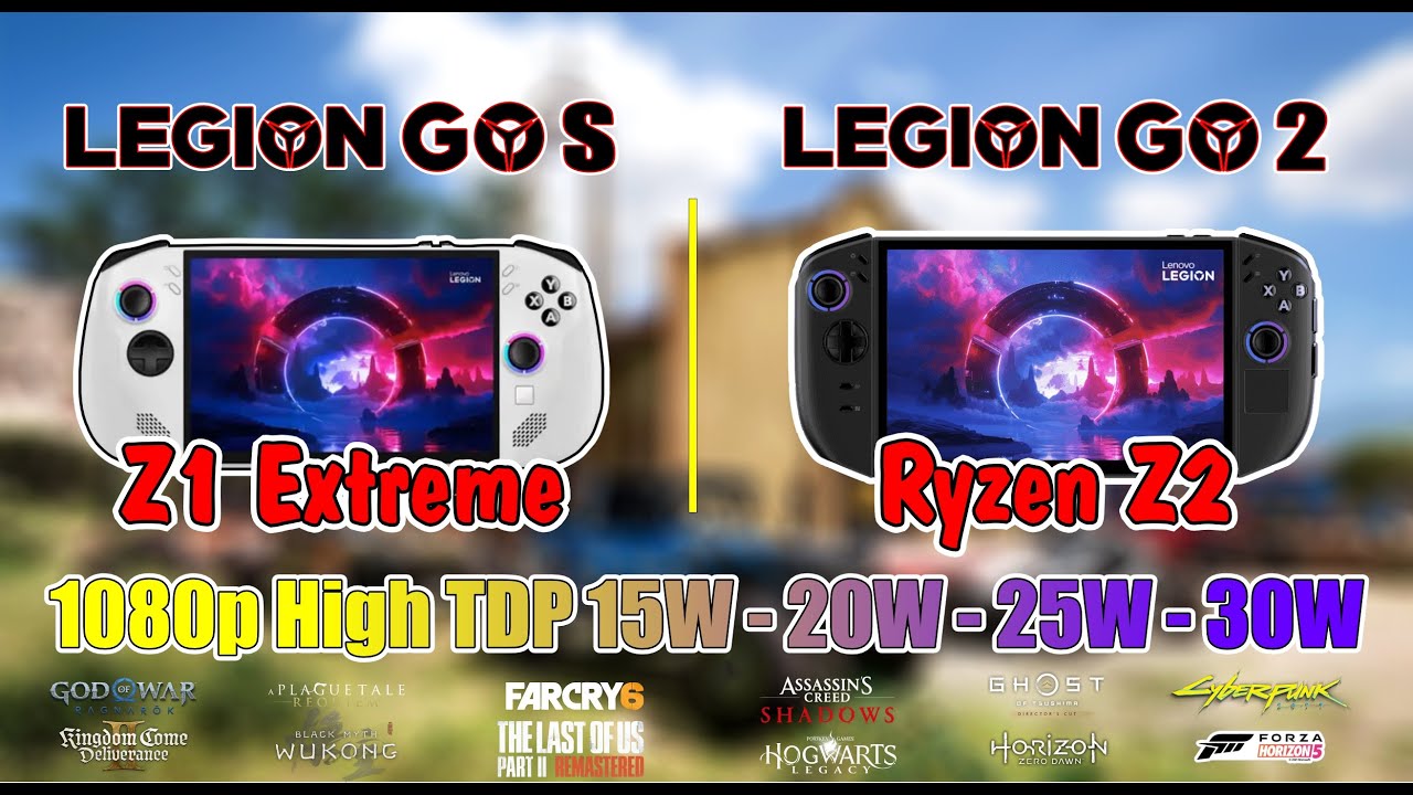 Legion Go 2 Ryzen Z2 & Legion Go S Z1 Extreme Test Game  1080p - 15W - 20W - 25W - 30W