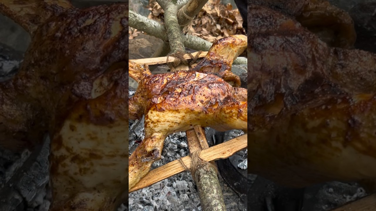 Whole Chicken Cooked Outdoors 🐔