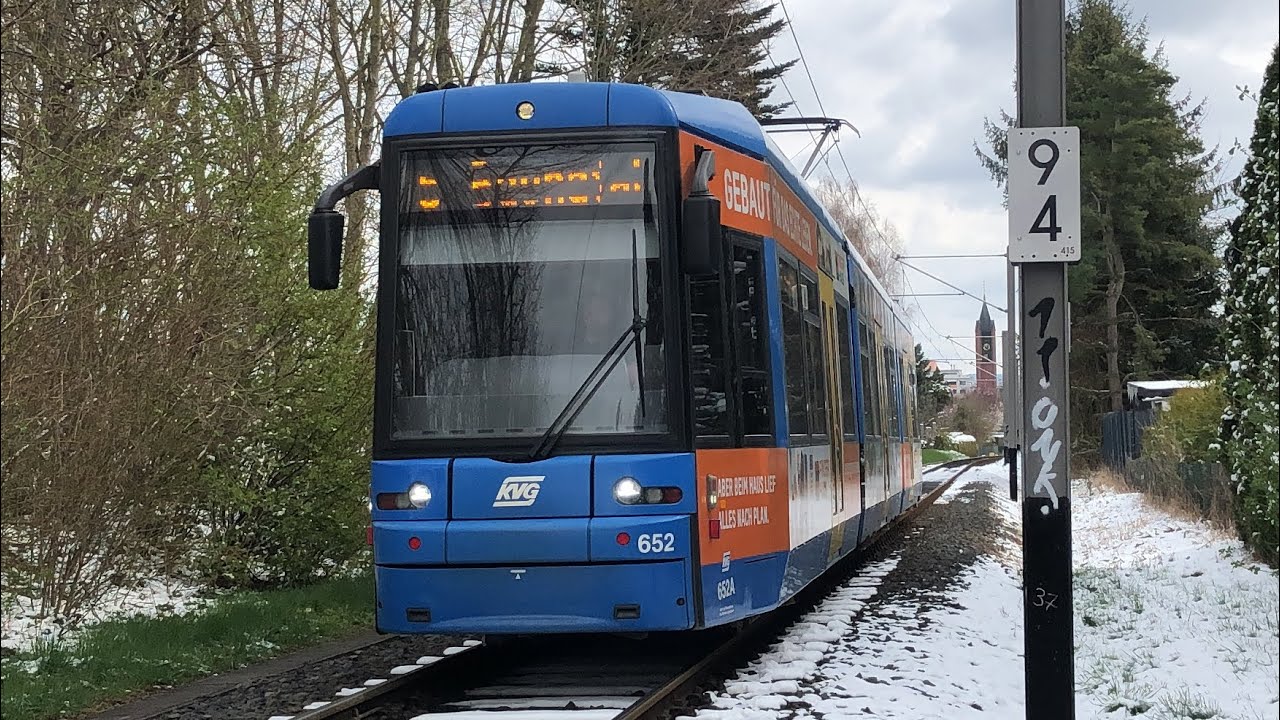 Straßenbahn in Baunatal mit Schnee | Straßenbahn Kassel
