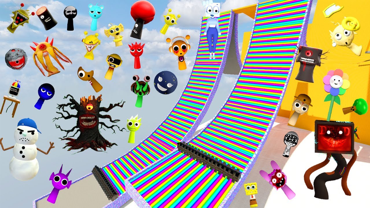 DESTROY SPRUNKI MR SUN MOON TREE FUN COMPUTER ALL PHASE SPARTAN KICKING in RAGDOLL ROAD GMod