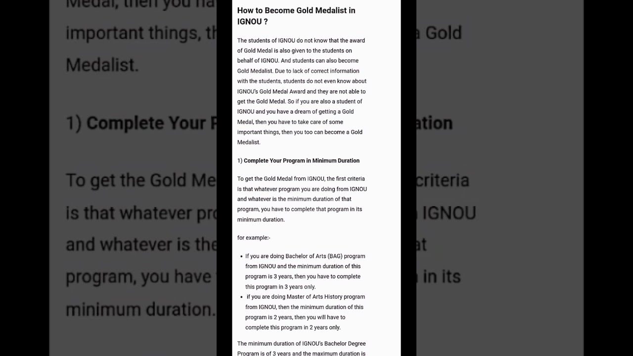 How To Get Ignou Gold Medal |So Easy 🤩,|
