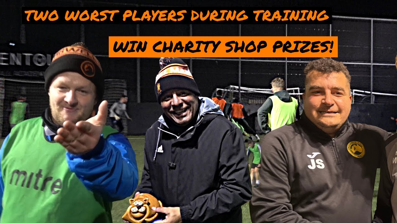 Two Worst Footballers During Training Win Charity Shop Prizes! Goal of the Season Contender!