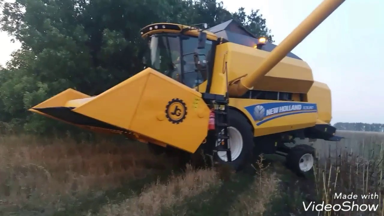 Начало уборки подсолнуха комбайном New Holland TC 5.90