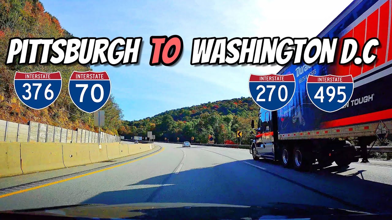 Pittsburgh,PA to  Washington DC , driving video, real time road trip, I 376 , I 70 , I 270 , I 495