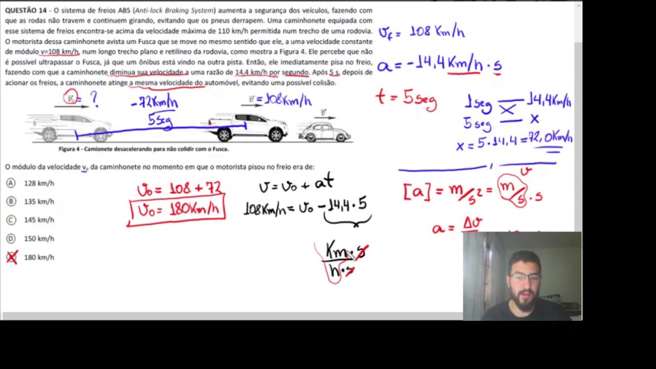 PISM l - Quest&atilde;o sobre cinem&aacute;tica  - Prof Genes R.