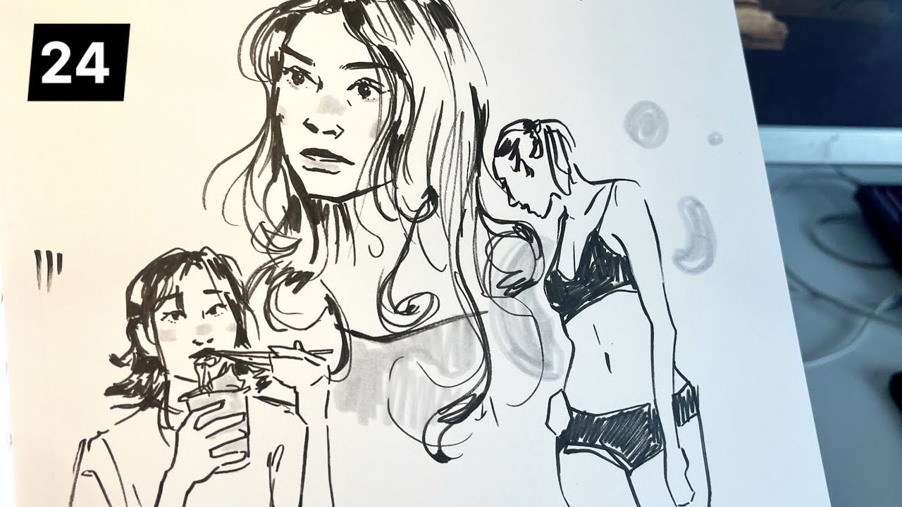 another day another page 24 // daily drawing is back real time sketch with me 
