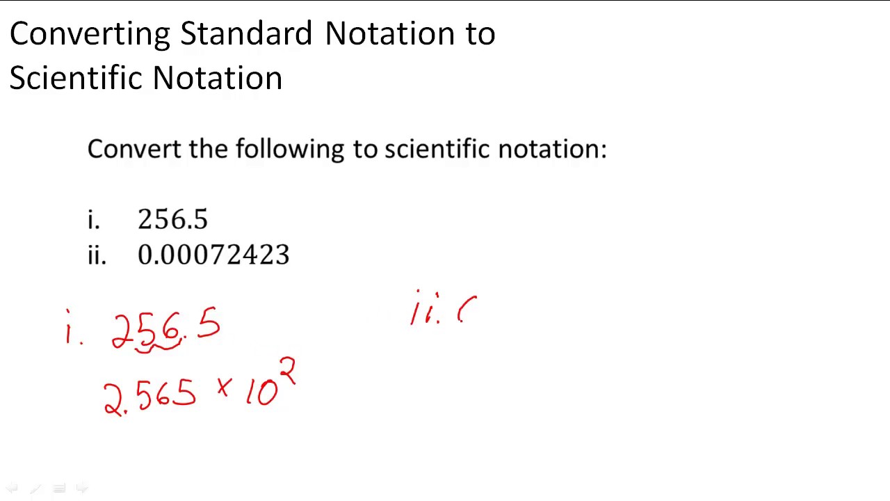 Converting standard notation to scientific notation