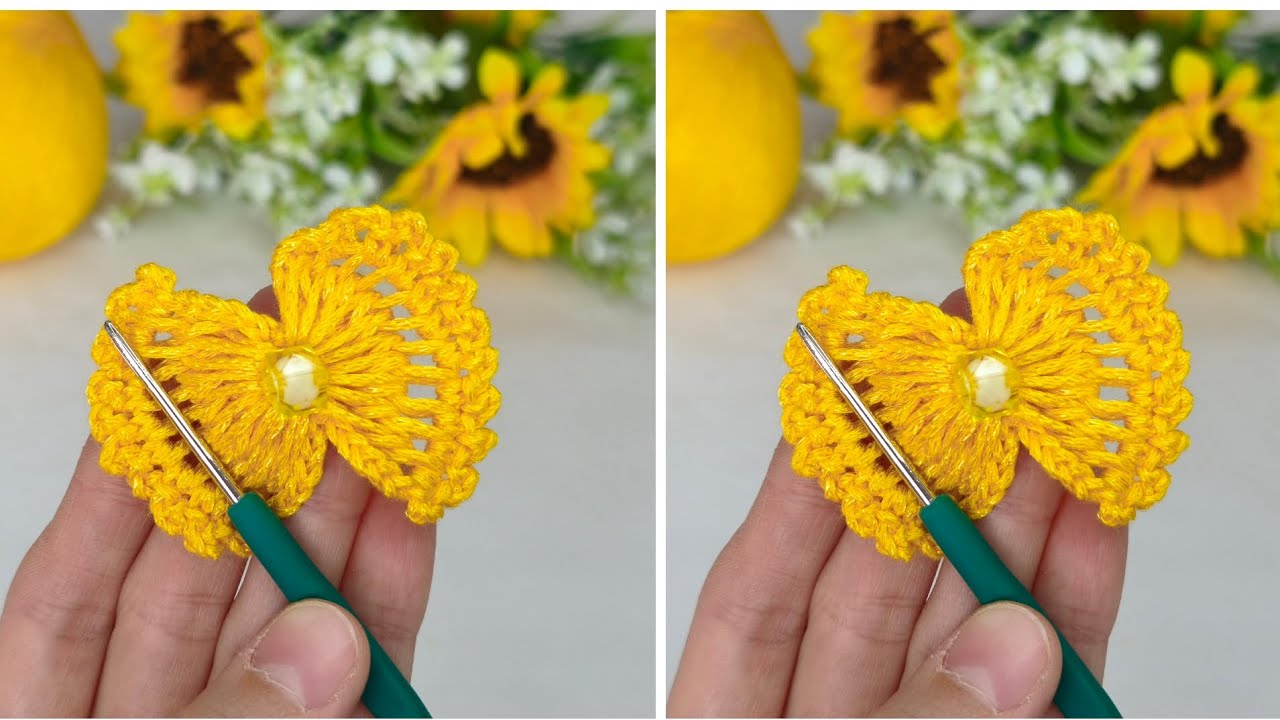 💯 Crochet bow pattern for decorations ❣️ #crochet#knitting #tığişi #handmade 