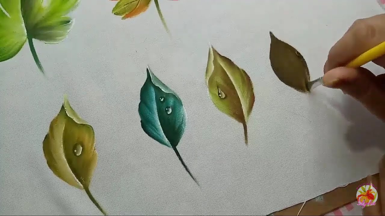 Como Pintar Una Hoja Con Gota De Agua / How to paint a leaf with water drop