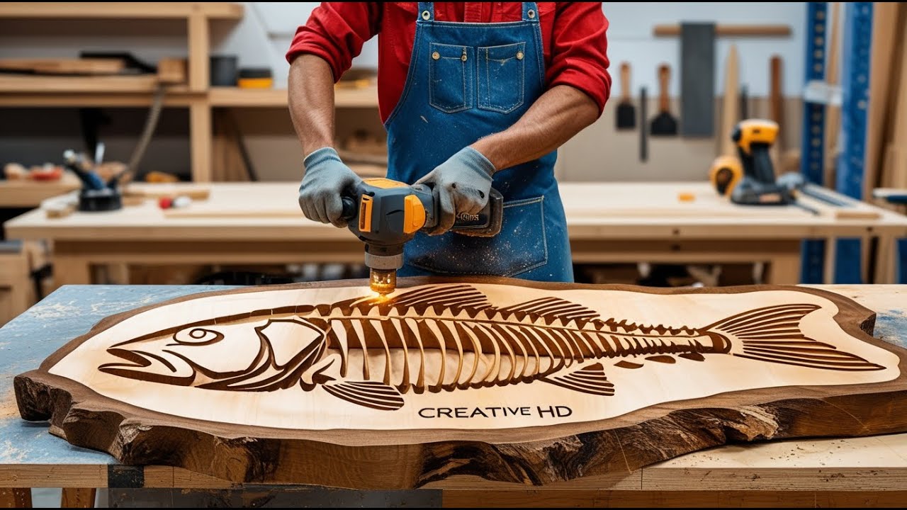 Can’t Take Your Eyes Off! Watch This Young Artisan Skillfully Draw And Craft A Massive Fish Skeleton