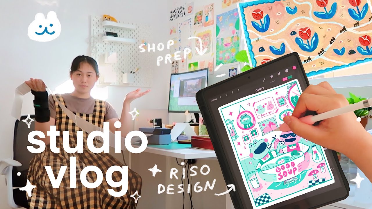 studio vlog 33 ★彡 designing a riso print + washi tape, inktober prep, & my thoughts on youtube ♡